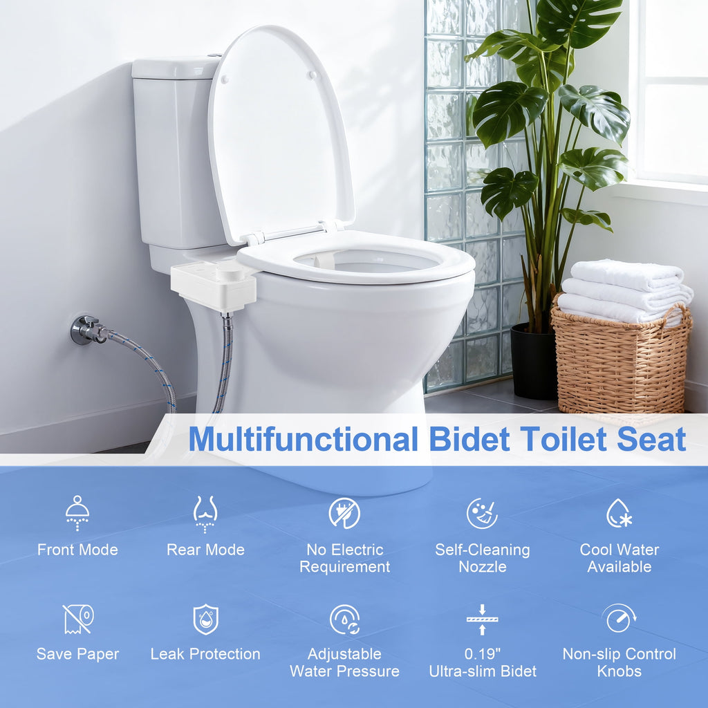 Doulami Bidet Attachment for Toilet, Self-Cleaning Cold Water Bidet, Non-Electric Toilet Seat Attachment,Dual Nozzle Adjustable Water Pressure