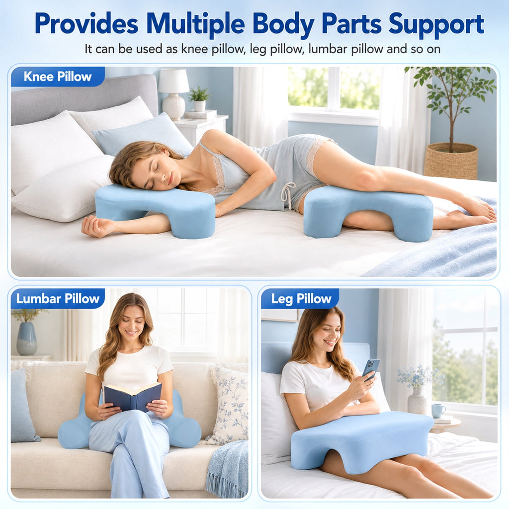 Doulami Side Sleeper Pillow with Arm Hole, Ergonomic Memory Foam Pillow for Neck and Shoulder Pain Relief, Cooling Contour Pillow for Side Back Sleepers, Removable Washable Cover