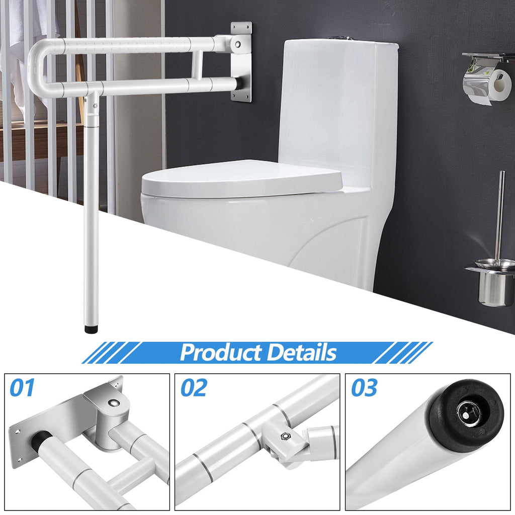 Doulami Handicap Grab Bars for Bathroom, Foldable Toilet Grab Bar Safety Rails with Leg Support, Stainless Steel Non-Slip Luminous Grip, 660LBS Load for Elderly Pregnant Disabled
