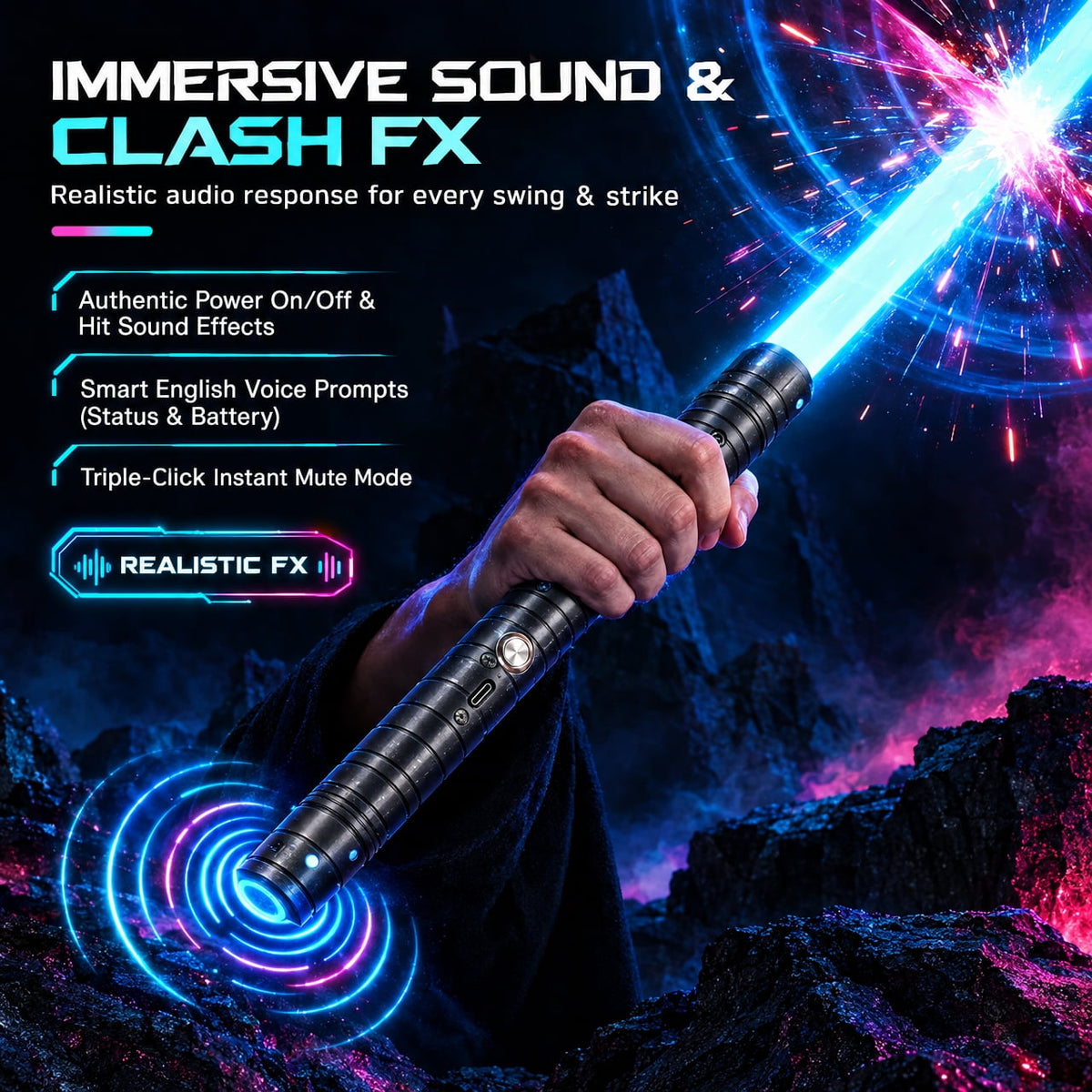 Doulami LED Light Sword, 15-Color Rechargeable with Sound & Clash Effects, Metal Hilt USB Charging, 30.7" Cosplay Collectible