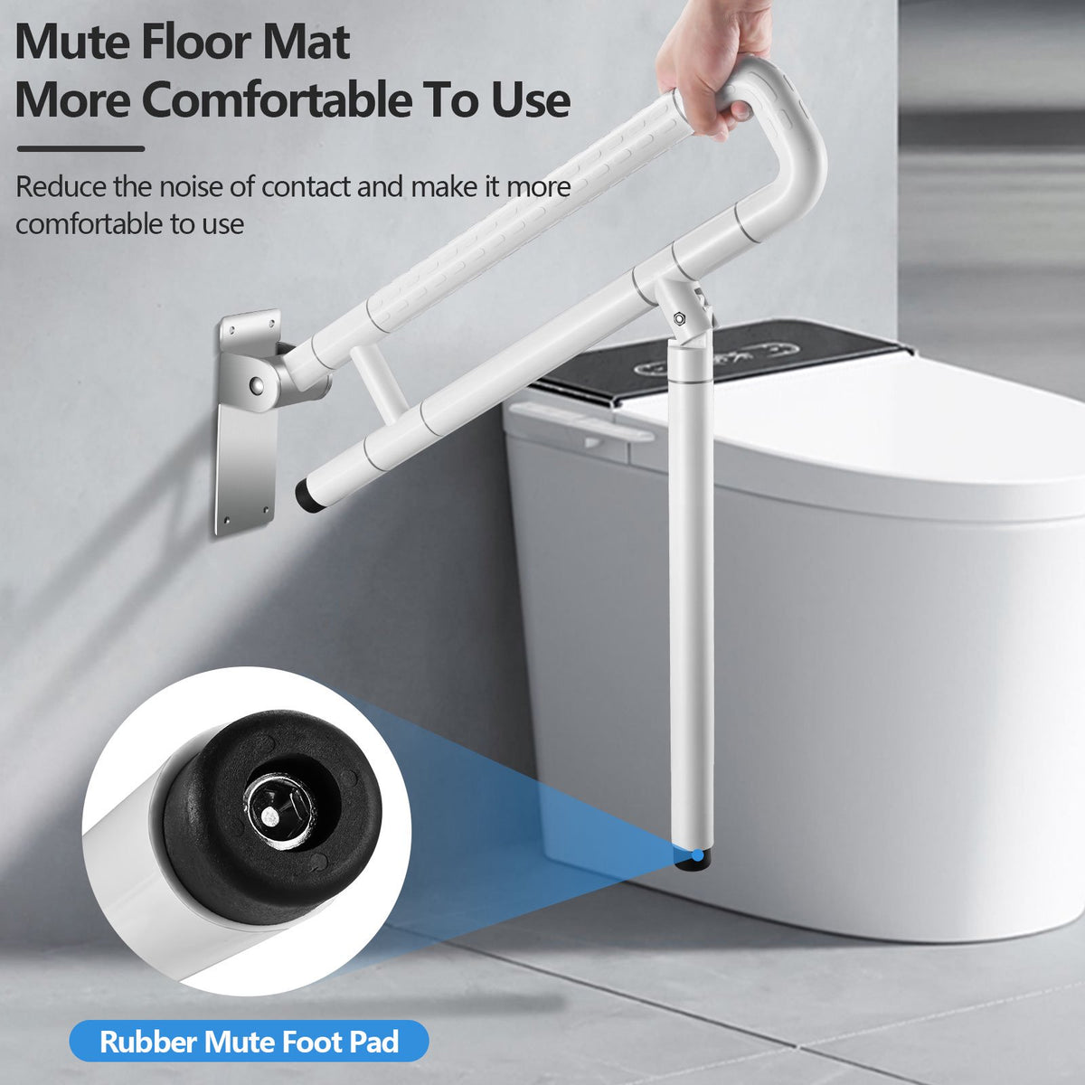 Doulami Handicap Grab Bars for Bathroom, Foldable Toilet Grab Bar Safety Rails with Leg Support, Stainless Steel Non-Slip Luminous Grip, 660LBS Load for Elderly Pregnant Disabled