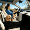 Doulami Dog Car Seat, Dog Booster Car Seats for Small & Medium Breeds Up to 35lbs, Fully Detachable and Washable, Soft Foam Pet Car seat with 2 Storage Pockets & 3 Safety Belts, Black & Gray