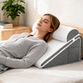 Knee Wedge Pillow, Convertible Knee Pillow for Back Sleeping, Dual-Layer Memory Foam Triangle Pillow for Legs Post Surgery, Knee Support, Leg Elevation, Back Pain Relief