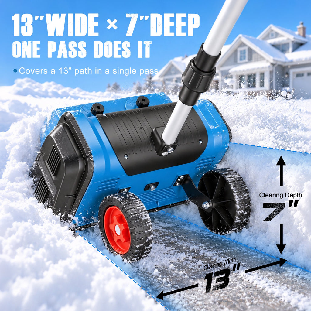 Doulami Electric Snow Shovel, 1600W Brushless Cordless Snow Blower with 2×4500mAh Batteries, 13" Width 26.2ft Throw, Power Display & Anti-Slip Wheels for Driveway Walkway