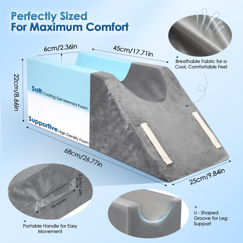 Doulami Leg Elevation Pillow for After Surgery, Support Pillow for Swelling Blood Circulation, Memory Foam Foot Rest Ankle Knee Support for Sleeping