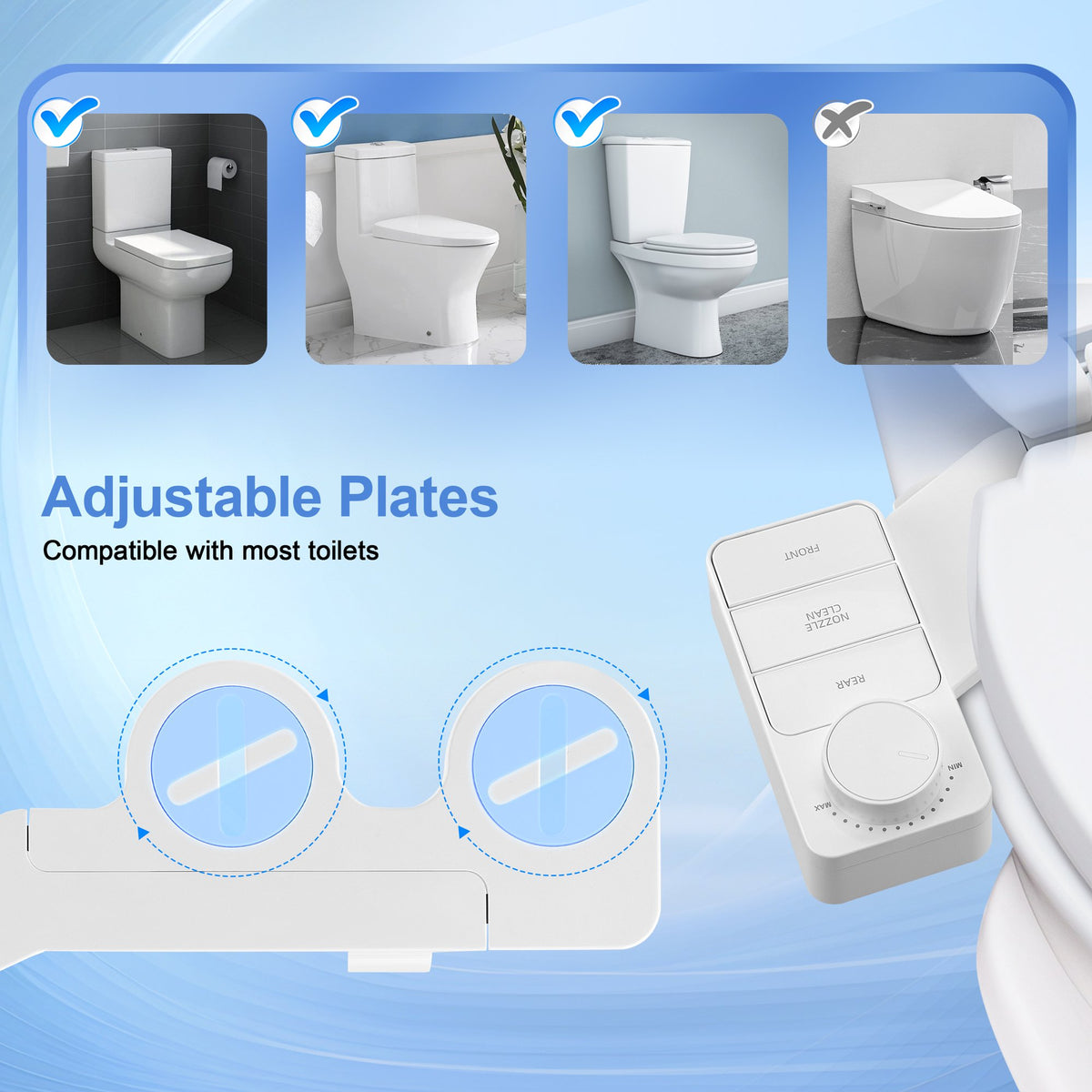 Doulami Bidet Attachment for Toilet, Self-Cleaning Cold Water Bidet, Non-Electric Toilet Seat Attachment,Dual Nozzle Adjustable Water Pressure