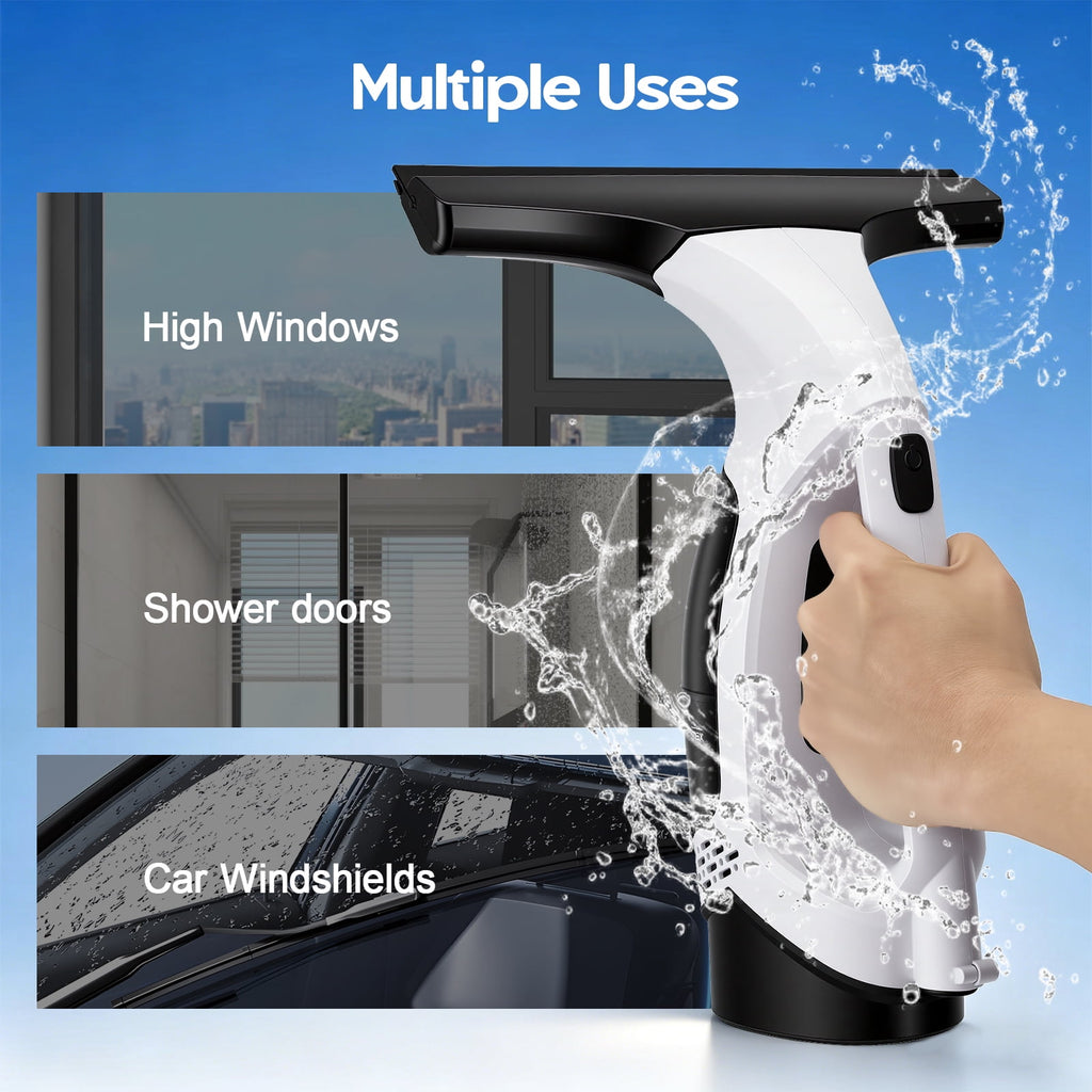 Window Vacuum Squeegee with 31-40" Extension Pole, 2000Pa Electric Window Cleaner Tool with 150ml Tank, 2200mAh Cordless Window Vacuum for Windows, Shower Doors, Mirrors and Tiles