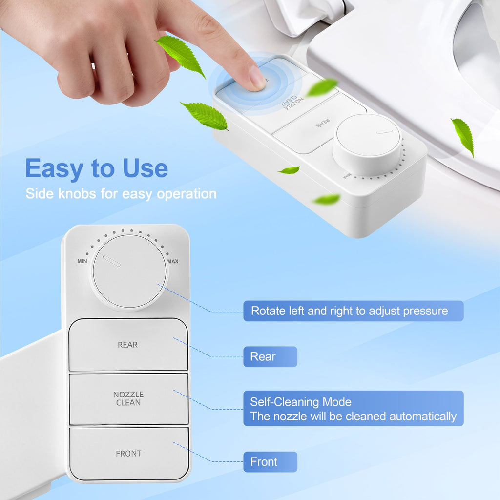 Doulami Bidet Attachment for Toilet, Self-Cleaning Cold Water Bidet, Non-Electric Toilet Seat Attachment,Dual Nozzle Adjustable Water Pressure